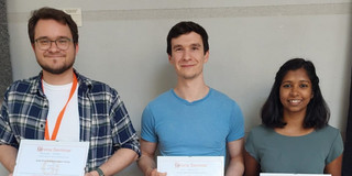 Picture of Alexandre Walther, Lars Hebenbrock and Malavika Karikkal with their prices from the Girona Seminar 2024.