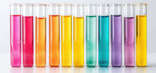 Reagenzgläser mit farbigen Flüssigkeiten